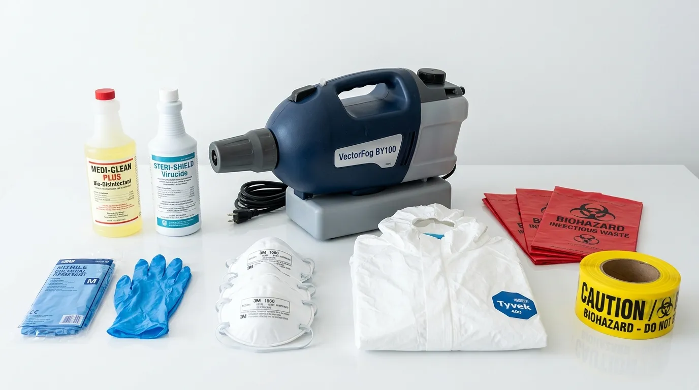 Professional biohazard remediation crew working in Crystal Lake